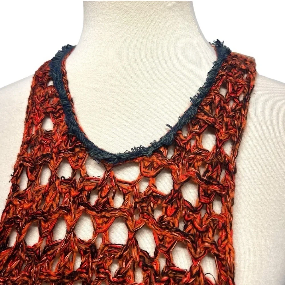Free People Rare Hearts Tunic Knit Open Sides Multicolor Bohemian Top Womens Med